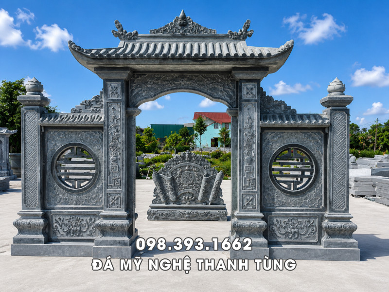 Cổng đá 1 mái cho các công trình kiến trúc Nhà thờ họ, Đình, Đền, Lăng Mộ 4 Cổng đá 1 mái cho các công trình kiến trúc Nhà thờ họ, Đình, Đền, Lăng Mộ