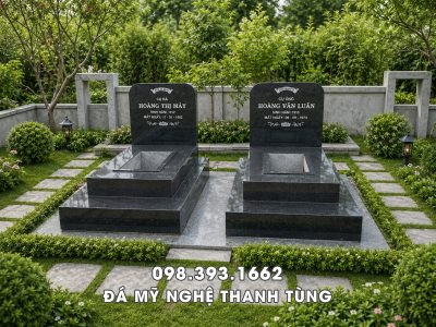 Lăng Mộ đá Granite Xanh cho phần Mộ Bố Mẹ đẹp, ấn tượng