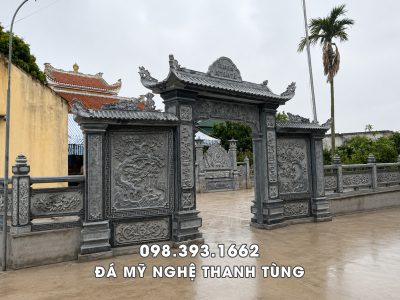 Mẫu Cổng đá 1 mái đẹp cho Nhà thờ tổ - Từ đường