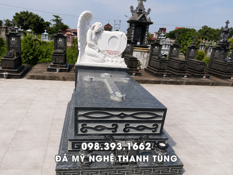 Mẫu Mộ Công giáo đá xanh Thanh Hóa - Mộ Công giáo đẹp 4 Mẫu Mộ Công giáo đá xanh Thanh Hóa - Mộ Công giáo đẹp