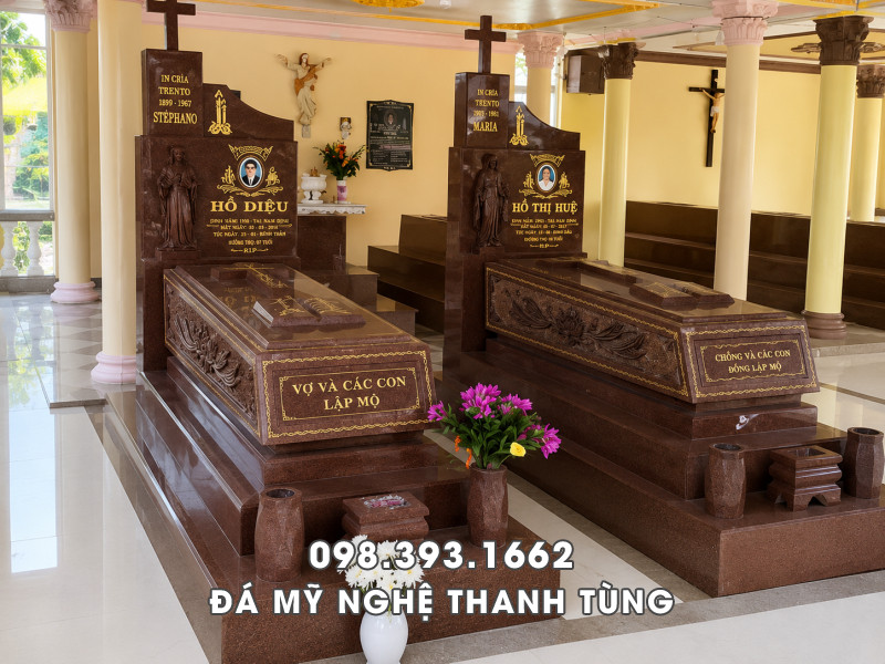 Mẫu Mộ đá Công giáo đá granite đỏ - Mộ Công giáo đá granite đỏ 4 Mẫu Mộ đá Công giáo đá granite đỏ - Mộ Công giáo đá granite đỏ
