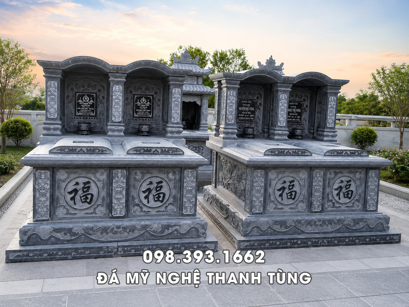 Mẫu Mộ đá đôi 1 mái vòm đẹp, trang trọng cho Bố Mẹ 4 Mẫu Mộ đá đôi 1 mái vòm đẹp, trang trọng cho Bố Mẹ