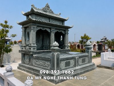 Mẫu Mộ đá đôi 2 mái - Mộ đôi đá xanh rêu Thanh Hóa chất lượng