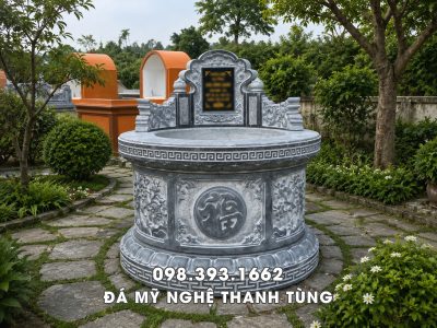 Mẫu Mộ đá tròn đường kính 133cm, đá xanh Thanh Hóa