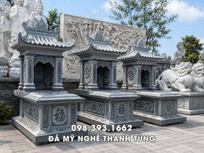Mẫu Mộ đá xanh rêu 1 mái - Mộ mái chùa đẹp