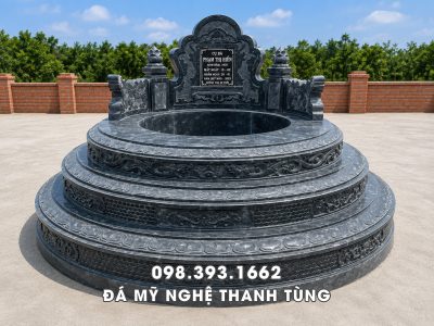 Mẫu Mộ tròn 3 cấp đá xanh rêu Thanh Hóa chất lượng cao