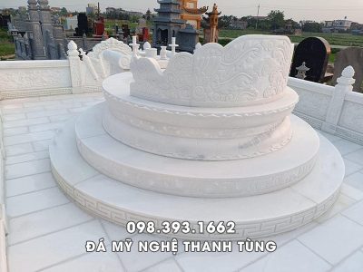 Mẫu Mộ tròn đá trắng nguyên khối chất lượng, mang ý nghĩa tâm linh sâu sắc