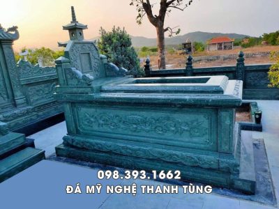 Mẫu mộ đá đơn Tam Sơn đẹp - Mộ đá xanh Thanh Hóa 81x127cm