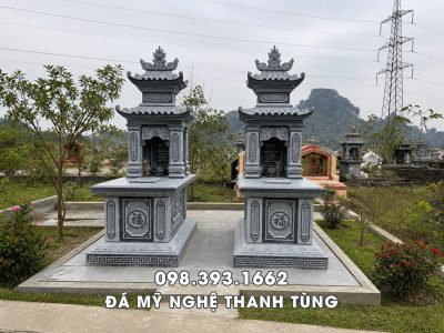 Mộ đá 2 mái đẹp cho Cha Mẹ 2026, đá xanh rêu Thanh Hóa