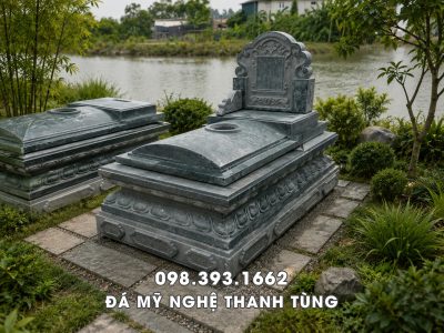 Mộ đá xanh rêu đẹp 89x147cm, chất lượng tại Ninh Bình