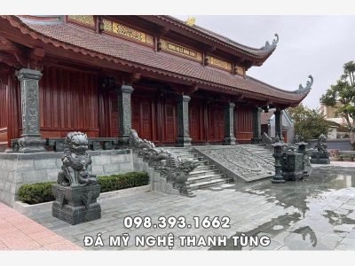 Mẫu Cột đá - Chiếu đá - Rồng đá xanh rêu Nhà thờ họ