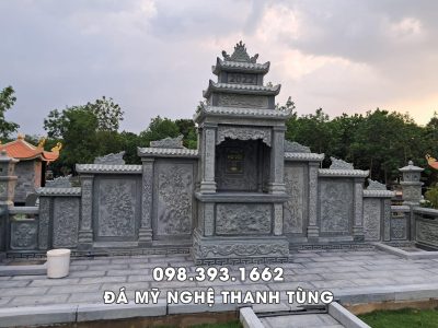 Mẫu Lăng thờ đá 3 mái 6 cánh phong